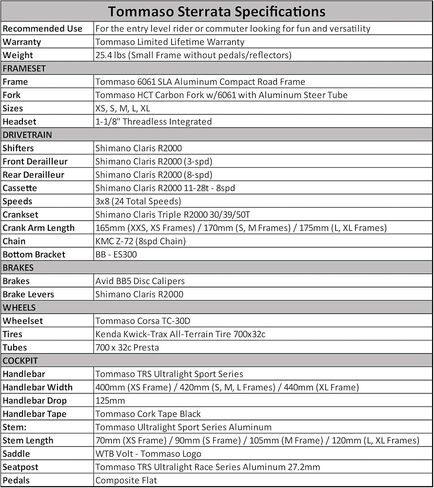 Tommaso Sterrata Sport Performance Aluminum Gravel Bike Carbon Fork Shimano Claris 24 Speeds Road Bicycle Men Road Bikes for Men in Kuwait