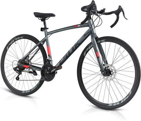 Pipleo Road Bike، دراجة ركاب المدينة 700C، 21 سرعة دراجة سباق شيمانو الرياضية، إطار من الألومنيوم خفيف الوزن، دراجة الشارع الحضرية للرجال والنساء البالغين، رمادي، حجم الإطار 49 سم in Kuwait