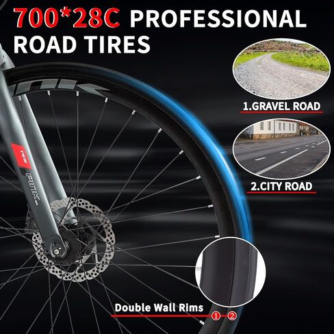 Pipleo Road Bike، دراجة ركاب المدينة 700C، 21 سرعة دراجة سباق شيمانو الرياضية، إطار من الألومنيوم خفيف الوزن، دراجة الشارع الحضرية للرجال والنساء البالغين، رمادي، حجم الإطار 49 سم in Kuwait