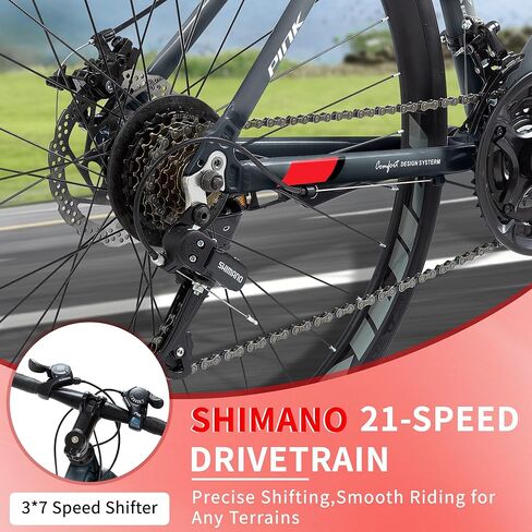 Pipleo Road Bike، دراجة ركاب المدينة 700C، 21 سرعة دراجة سباق شيمانو الرياضية، إطار من الألومنيوم خفيف الوزن، دراجة الشارع الحضرية للرجال والنساء البالغين، رمادي، حجم الإطار 49 سم in Kuwait