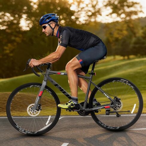 Pipleo Road Bike، دراجة ركاب المدينة 700C، 21 سرعة دراجة سباق شيمانو الرياضية، إطار من الألومنيوم خفيف الوزن، دراجة الشارع الحضرية للرجال والنساء البالغين، رمادي، حجم الإطار 49 سم in Kuwait
