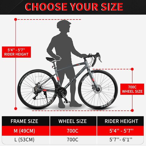 Pipleo Road Bike، دراجة ركاب المدينة 700C، 21 سرعة دراجة سباق شيمانو الرياضية، إطار من الألومنيوم خفيف الوزن، دراجة الشارع الحضرية للرجال والنساء البالغين، رمادي، حجم الإطار 49 سم in Kuwait