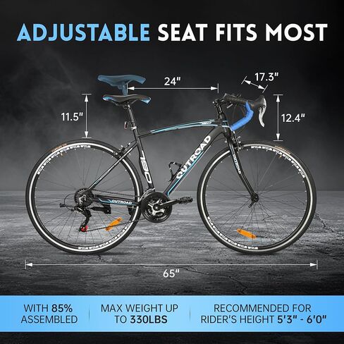 دراجة طريق ذات 21 سرعة مع إطار من سبائك الألومنيوم الخفيفة، دراجة ركاب بعجلة 700C مع فرامل مزدوجة على شكل حرف V، دراجة سباق أسرع 26 بوصة للرجال والنساء، دراجة الترياتلون للبالغين (أزرق) in Kuwait