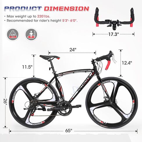 Betterland 14/21 Speed Road Bike, 700C Wheel Road Commuter Bicycle with Dual Disc/V Brakes, Light Aluminum Alloy Frame, Adult Faster Racing Bike for Men and Women in Saudi Arabia