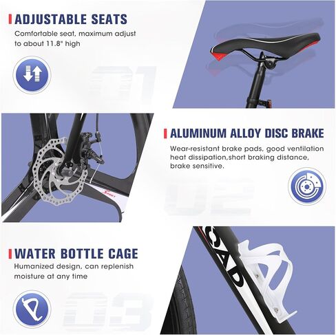 Betterland 14/21 Speed Road Bike, 700C Wheel Road Commuter Bicycle with Dual Disc/V Brakes, Light Aluminum Alloy Frame, Adult Faster Racing Bike for Men and Women in Saudi Arabia