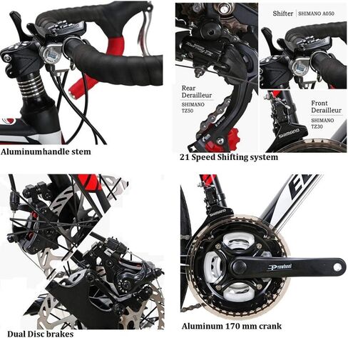 Eurobike HYXC550 Road Bike,21 Speed 54cm Frame Road Bicycle for Men and Women,Disc Brake 700C Adult Bike (3 Spoke Wheel) in Kuwait