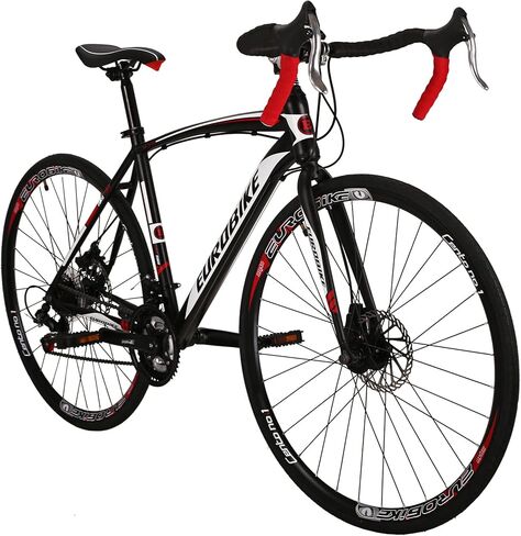 EUROBIKE Road Bike,49 /54cm Frame Road Bicycle for Men and Women,21 Speed Adult Bike,Disc Brake 700C Bike,Blackwhite in Kuwait