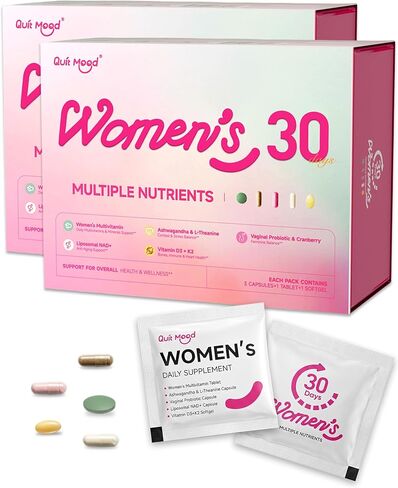 Women's Daily Vitamin Packs – All-in-One Multivitamin with Probiotics, D3+K2, NR1000, Ashwagandha & Minerals for Energy, Stress, Gut & Hormone Balance – 30 Day Travel Essentials for Women’s Health in Kuwait