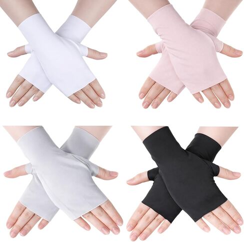 4 Pairs UV Gloves for Gel Nail Lamp, Sun Protection UV Gloves for Women for Gel Manicures Summer Outdoor in Saudi Arabia