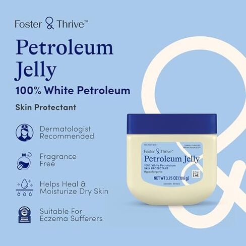 فوستر آند ثرايف بتروليوم جيلي لحماية البشرة، حجم سفر 3.75 أونصة، تخفيف جفاف الجلد، يحمي الجروح الطفيفة، يوصى به أطباء الجلدية، خالي من العطور، يحبس الرطوبة، 3 عبوات in Kuwait