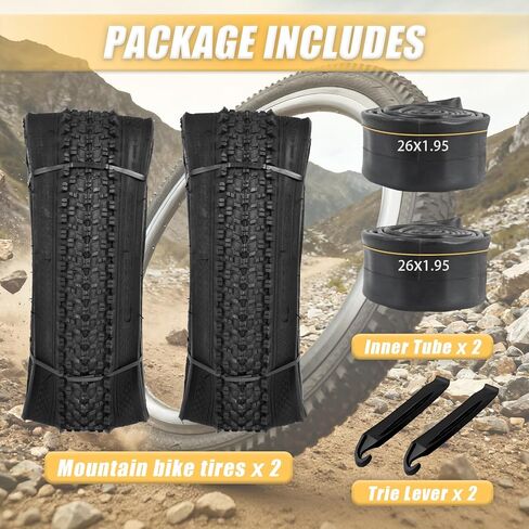 26x1.95 Mountain Bike Tire: Puncture-Resistant and Wear-Resistant 26 Inch Bike Tires - Folding MTB Bike Tire Fit for Mountain Road and Street in Kuwait