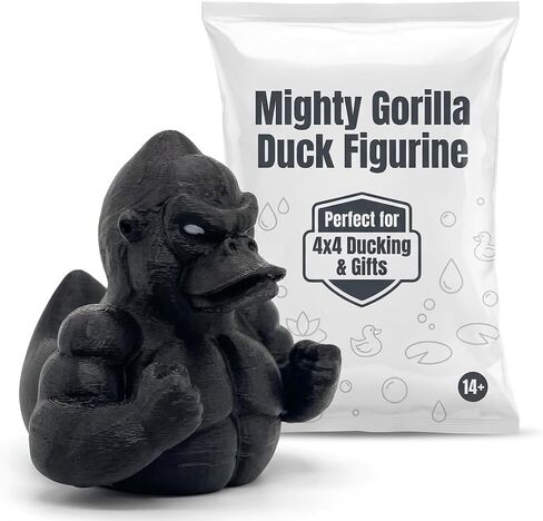 Mighty Gorilla Duck Figurine - Collectible Black Rubber Duck - Muscle Ape Duck for Cruise Ducks Hiding, 4x4 Dashboard, Desk Decor - Novelty Duck Gift for Home, Office, Car - 3D Printed in Canada in Saudi Arabia