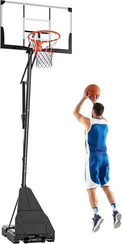 Soozier Basketball Hoop Outdoor Portable, 8-10ft Adjustable Basketball Goal, 47 Inch Shatterproof Backboard w/Shock Absorbent Rim, Fillable Base, for Youth & Adult, for Backyard, Driveway, Indoor in Saudi Arabia