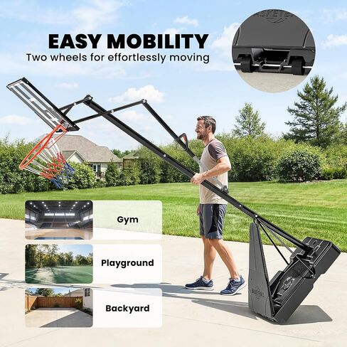 Soozier Basketball Hoop Outdoor Portable, 8-10ft Adjustable Basketball Goal, 47 Inch Shatterproof Backboard w/Shock Absorbent Rim, Fillable Base, for Youth & Adult, for Backyard, Driveway, Indoor in Saudi Arabia