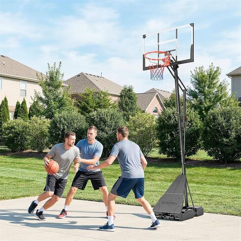 Soozier Basketball Hoop Outdoor Portable, 8-10ft Adjustable Basketball Goal, 47 Inch Shatterproof Backboard w/Shock Absorbent Rim, Fillable Base, for Youth & Adult, for Backyard, Driveway, Indoor in Saudi Arabia