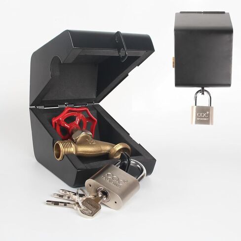 Outdoor Faucet Locking System with Padlock,Insulated Spigot Lock Cover,Garden Hose Bib Lockout,Freeze Protection,Prevents Water Theft and Stops Unauthorized Use of Water,FIT 1/2" & 3/4" Faucet, Black in Saudi Arabia