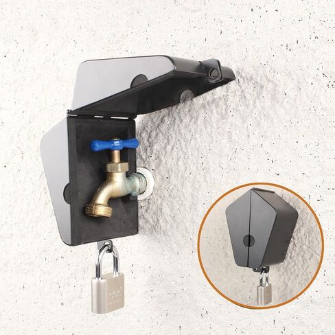 Outdoor Faucet Locking System with Padlock,Insulated Spigot Lock Cover,Garden Hose Bib Lockout,Freeze Protection,Prevents Water Theft and Stops Unauthorized Use of Water,FIT 1/2" & 3/4" Faucet, Black in Saudi Arabia