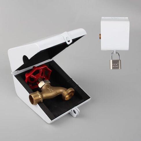 Outdoor Faucet Locking System with Padlock,Insulated Spigot Lock Cover,Garden Hose Bib Lockout,Freeze Protection,Prevents Water Theft and Stops Unauthorized Use of Water,FIT 1/2" & 3/4" Faucet, Black in Saudi Arabia