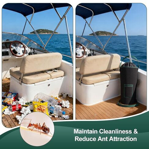 Boat Trash Can, Portable Boat Trash Bag Reusable Trash Bag 100% Odor & Leak Resistant 10-13 Gal Garbage Bag, Boat Accessories Marine, Pontoon Boat Accessories, Fishing, Sandbar, Kayak, RV, or Camping in Kuwait