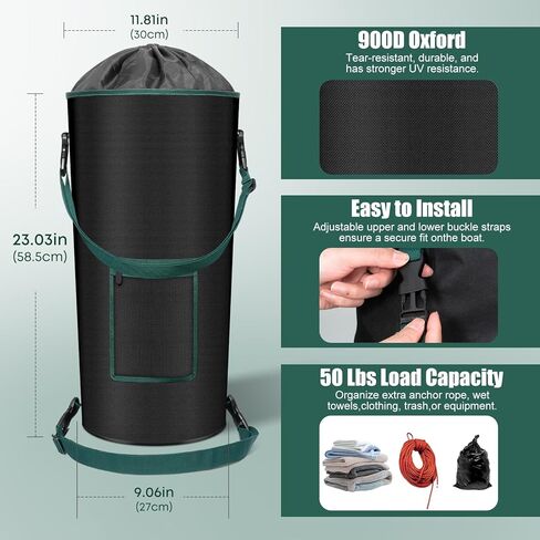 Boat Trash Can, Portable Boat Trash Bag Reusable Trash Bag 100% Odor & Leak Resistant 10-13 Gal Garbage Bag, Boat Accessories Marine, Pontoon Boat Accessories, Fishing, Sandbar, Kayak, RV, or Camping in Kuwait