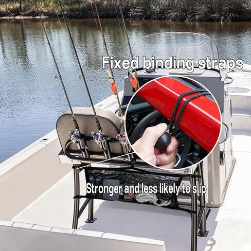 32 Inch Black Mesh Boat Storage Bag with 2 Pockets, Heavy-Duty Tackle & Gear Organizer with Elastic Loops,Suspended for Boat Leaning Post,Pontoon,Truck,SUV,RV,Camping-Marine & Vehicle Accessories in Kuwait