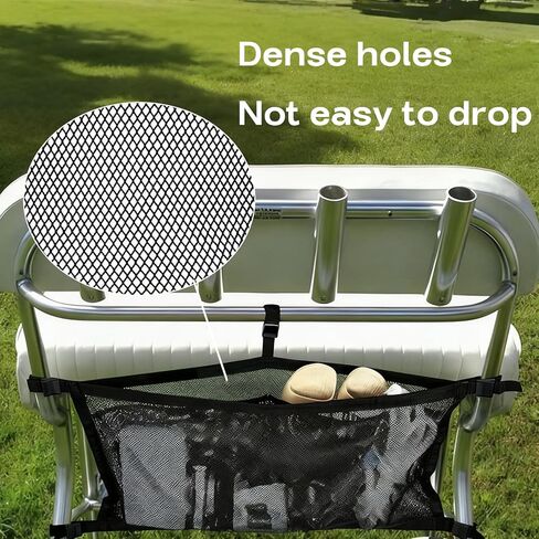 32 Inch Black Mesh Boat Storage Bag with 2 Pockets, Heavy-Duty Tackle & Gear Organizer with Elastic Loops,Suspended for Boat Leaning Post,Pontoon,Truck,SUV,RV,Camping-Marine & Vehicle Accessories in Kuwait