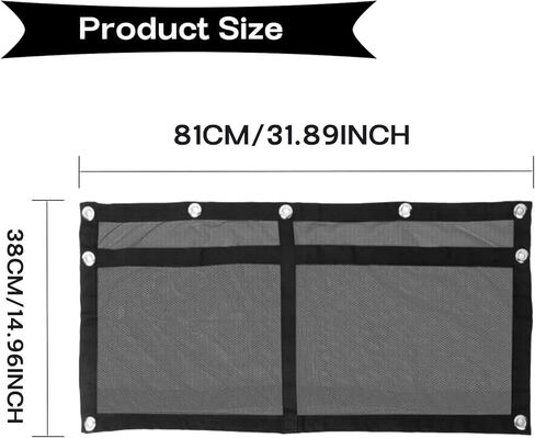 32 Inch Black Mesh Boat Storage Bag with 2 Pockets, Heavy-Duty Tackle & Gear Organizer with Elastic Loops,Suspended for Boat Leaning Post,Pontoon,Truck,SUV,RV,Camping-Marine & Vehicle Accessories in Kuwait