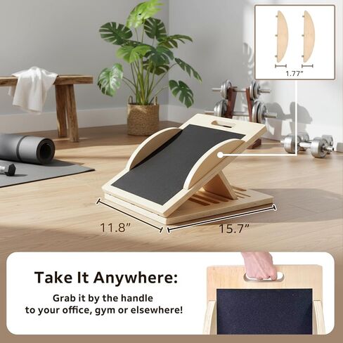 لوح مائل بـ 6 زوايا يتحول إلى لوح توازن - لوح تمديد ممتاز للساق ولوح تمايل للتمدد الفعال وتمارين القرفصاء لوح مائل مع سطح قطيفة in Kuwait