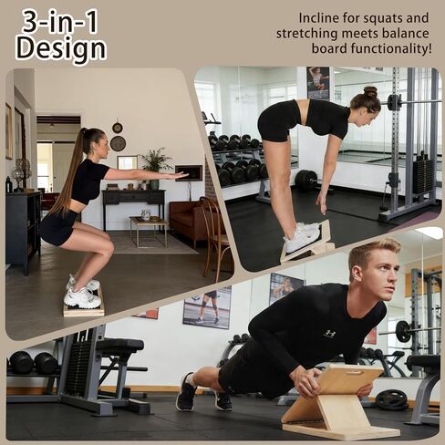 لوح مائل بـ 6 زوايا يتحول إلى لوح توازن - لوح تمديد ممتاز للساق ولوح تمايل للتمدد الفعال وتمارين القرفصاء لوح مائل مع سطح قطيفة in Kuwait