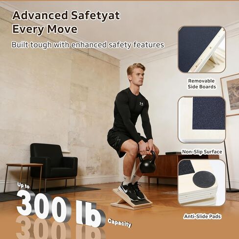 لوح مائل بـ 6 زوايا يتحول إلى لوح توازن - لوح تمديد ممتاز للساق ولوح تمايل للتمدد الفعال وتمارين القرفصاء لوح مائل مع سطح قطيفة in Kuwait