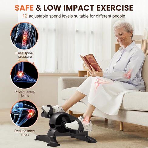 دراجة تمرين بدواسة تحت المكتب - دراجة تمرين صغيرة لكبار السن والعلاج الطبيعي مع 12 سرعة قابلة للتعديل وجهاز تحكم عن بعد وشاشة LCD in Kuwait