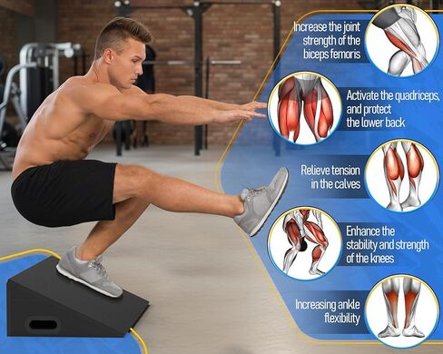 لوح مائل، لوح خشبي مائل لتمديد ربلة الساق بعرض 19 بوصة لتمديد ربلة الساق، والركبتين فوق أصابع القدم، ورفع الأثقال والقرفصاء المرتفع لتدريب القوة والمرونة in Kuwait