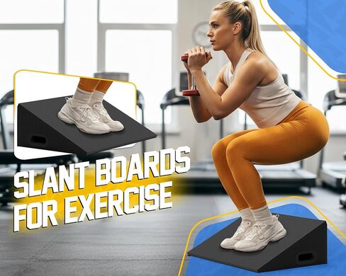 لوح مائل، لوح خشبي مائل لتمديد ربلة الساق بعرض 19 بوصة لتمديد ربلة الساق، والركبتين فوق أصابع القدم، ورفع الأثقال والقرفصاء المرتفع لتدريب القوة والمرونة in Kuwait