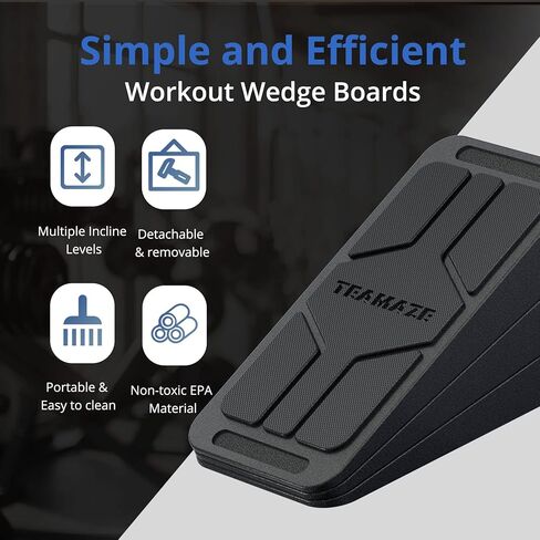 لوح مائل من تيمازي لتمتد ربلة الساق، 6 حزم زوايا قابلة للتعديل، لوح مائل مطاطي غير قابل للانزلاق، معدات نقالة إسفين القرفصاء للعلاج الطبيعي في المنزل، إسفين تمدد ربلة الساق لتحسين الجزء السفلي من الساق in Kuwait