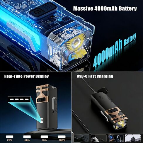 أضواء دراجة SKYFIRE 2500LM للركوب الليلي، متوافقة مع حامل Garmin/Gopro، مصباح أمامي للدراجة قابل لإعادة الشحن 4000 مللي أمبير مع ضوء جانبي ملون، ضوء أمامي LED مقاوم للماء للدراجة على الطرق الجبلية in Kuwait