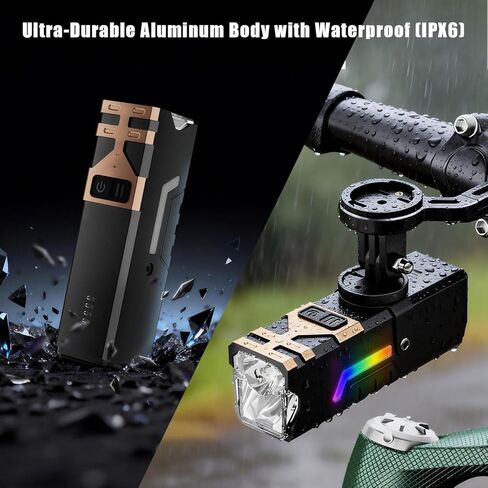 أضواء دراجة SKYFIRE 2500LM للركوب الليلي، متوافقة مع حامل Garmin/Gopro، مصباح أمامي للدراجة قابل لإعادة الشحن 4000 مللي أمبير مع ضوء جانبي ملون، ضوء أمامي LED مقاوم للماء للدراجة على الطرق الجبلية in Kuwait