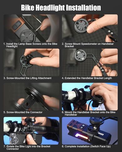 أضواء دراجة SKYFIRE 2500LM للركوب الليلي، متوافقة مع حامل Garmin/Gopro، مصباح أمامي للدراجة قابل لإعادة الشحن 4000 مللي أمبير مع ضوء جانبي ملون، ضوء أمامي LED مقاوم للماء للدراجة على الطرق الجبلية in Kuwait