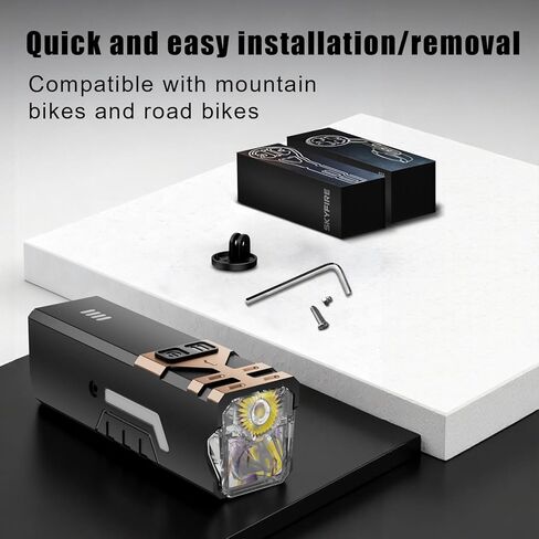 أضواء دراجة SKYFIRE 2500LM للركوب الليلي، متوافقة مع حامل Garmin/Gopro، مصباح أمامي للدراجة قابل لإعادة الشحن 4000 مللي أمبير مع ضوء جانبي ملون، ضوء أمامي LED مقاوم للماء للدراجة على الطرق الجبلية in Kuwait