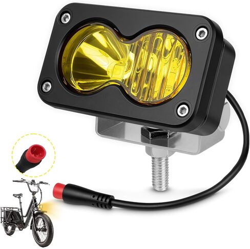 Ebike Light, Yellow 6000-6500K Spot Floodlight 20W Ebike Headlight - 2Pin Compatible for Rad Power Bikes RadRunner RadMini RadRover RadExpand Vamoose Mammoth in Kuwait