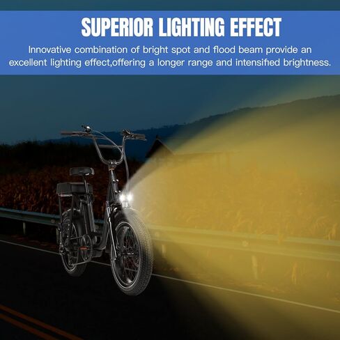 Ebike Light, Yellow 6000-6500K Spot Floodlight 20W Ebike Headlight - 2Pin Compatible for Rad Power Bikes RadRunner RadMini RadRover RadExpand Vamoose Mammoth in Kuwait