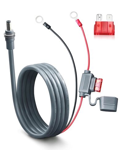 كابل طاقة البطارية المباشر لـ Starlink Mini، 16.4FT 16AWG طرف حلقي عالي التحمل إلى كابل طاقة DC، صمامات مزدوجة 10 أمبير وحامل ATC/ATO مقاوم للماء، مثالي لسيارة RV تعمل بالطاقة الشمسية خارج الشبكة in Kuwait