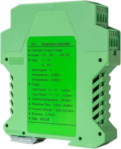 Compatible 0-1300℃ Thermocouple Temperature Transmitter K S J B Transducer Sensor Signa Converter 4-20mA 0-10V 0-5V Output(2 Input 2 Output,4-20MA_K Type 0-1200 C_DC24V Power Supply) in Saudi Arabia
