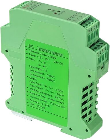 Compatible 0-1300℃ Thermocouple Temperature Transmitter K S J B Transducer Sensor Signa Converter 4-20mA 0-10V 0-5V Output(2 Input 2 Output,4-20MA_K Type 0-1200 C_DC24V Power Supply) in Saudi Arabia