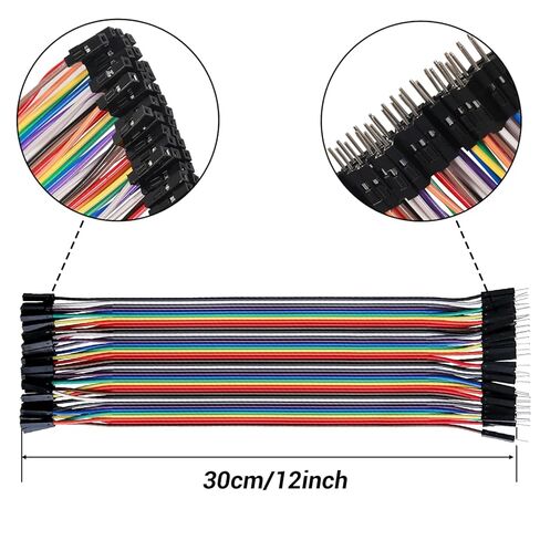 40pcs 30 cm (12 inch) Female to Male Multicolored Wire Breadboard Jumper Ribbon Cables Compatible with Arduino Projects in Saudi Arabia