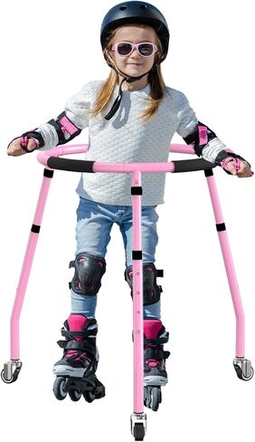 مدرب التزلج على الجليد للأطفال - ارتفاع قابل للطي وقابل للتعديل (27 بوصة - 33 بوصة) مشاية تدريب مساعدة على التزلج بإطار معدني بالكامل و3 عجلات هادئة | مساعد التعلم المستقر للأطفال الصغار بنين بنات in Kuwait