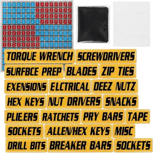 [35-Piece Master Set] Magnetic Toolbox Labels - Dura-Dome™ Red Epoxy Tags for Professional Mechanic Chests - Oil-Resistant, 3mm Thick 3D Organizer for Steel Drawers (SAE/Metric/Misc) in Saudi Arabia