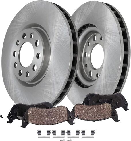Detroit Axle - Front Brake Kit لعام 2014-2022 Jeep Cherokee [W/Single Piston Front Pariper] ، وسادات فرامل Ceramic Brakes Ceramic 2015 2015 2017 2018 2019 2020 2021 استبدال: 12.99 بوصة دوارة بوصة in Saudi Arabia