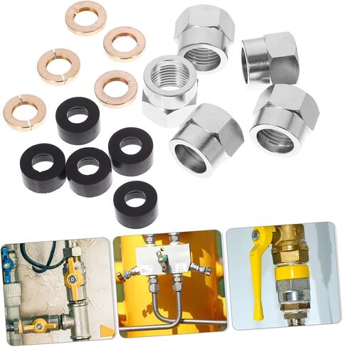 5Pcs Gas Flare Nut Tube Fitting with Spring Washer for Secure Gas Connection Reliable Leak Performance Construction for Use in Kuwait