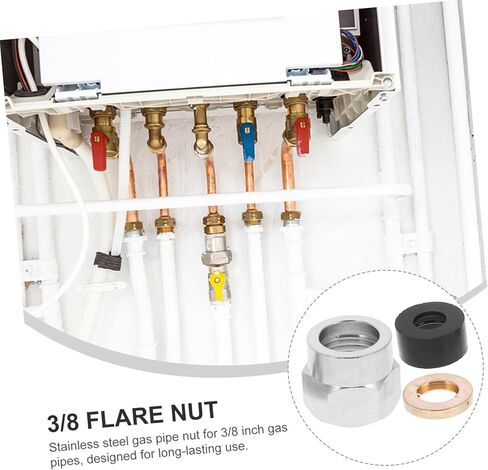 5Pcs Gas Flare Nut Tube Fitting with Spring Washer for Secure Gas Connection Reliable Leak Performance Construction for Use in Kuwait