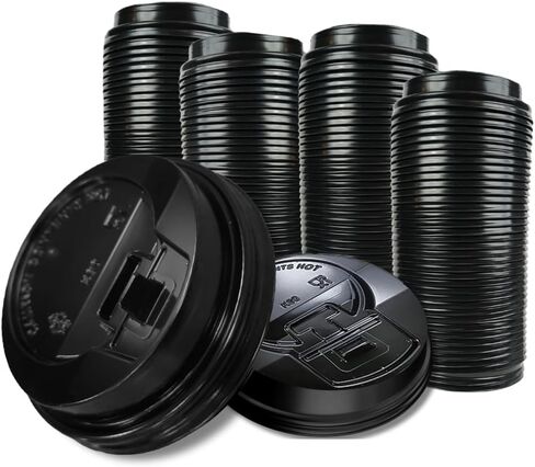 Pack of 200, Black Disposable Coffee Cup Lock Lids, Coffee Cup Lids 10-20 oz in Kuwait